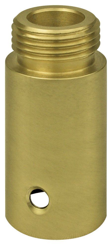 A brass cylinder with a hole in the middle on a white background.