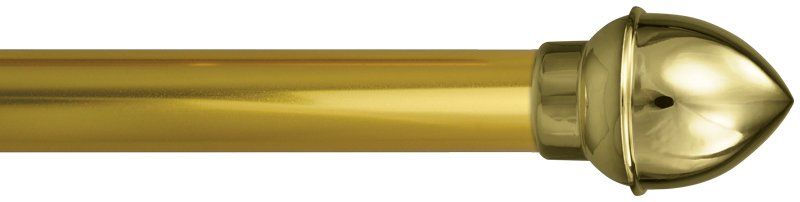 A close up of a brass pole with a dome top on a white background.