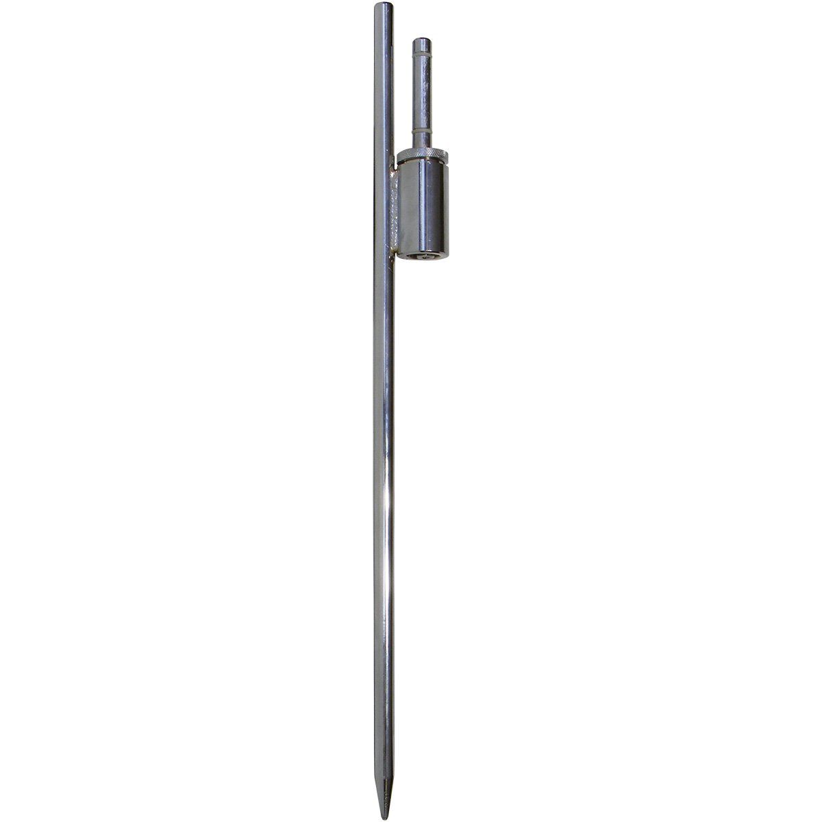 A metal pole with a hole in the middle on a white background.