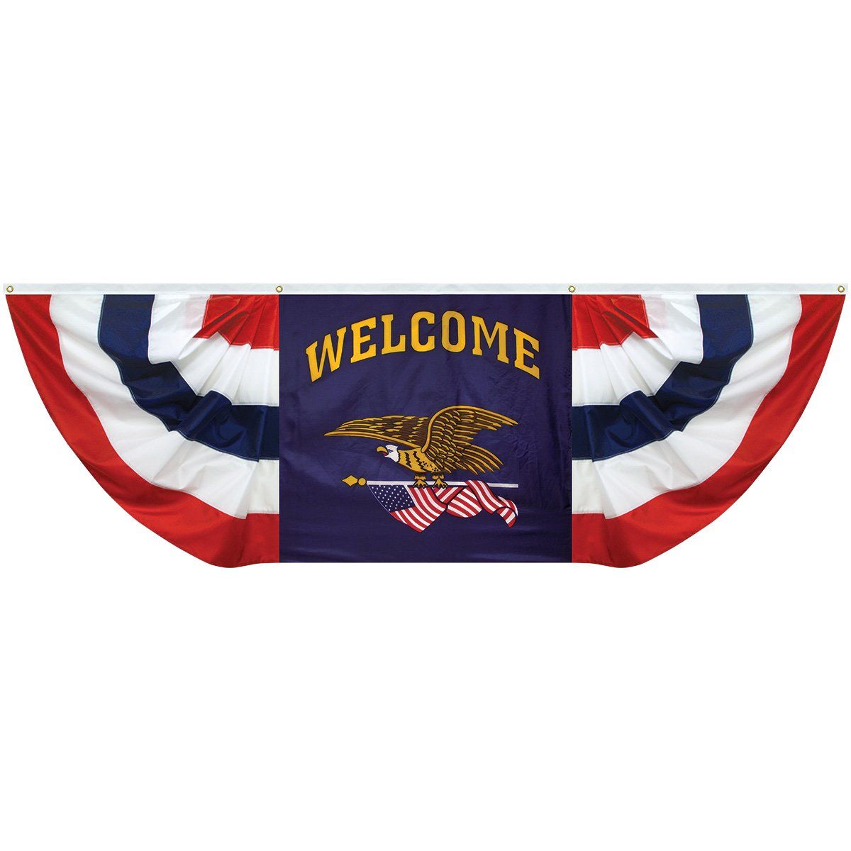 A welcome banner with an eagle on it