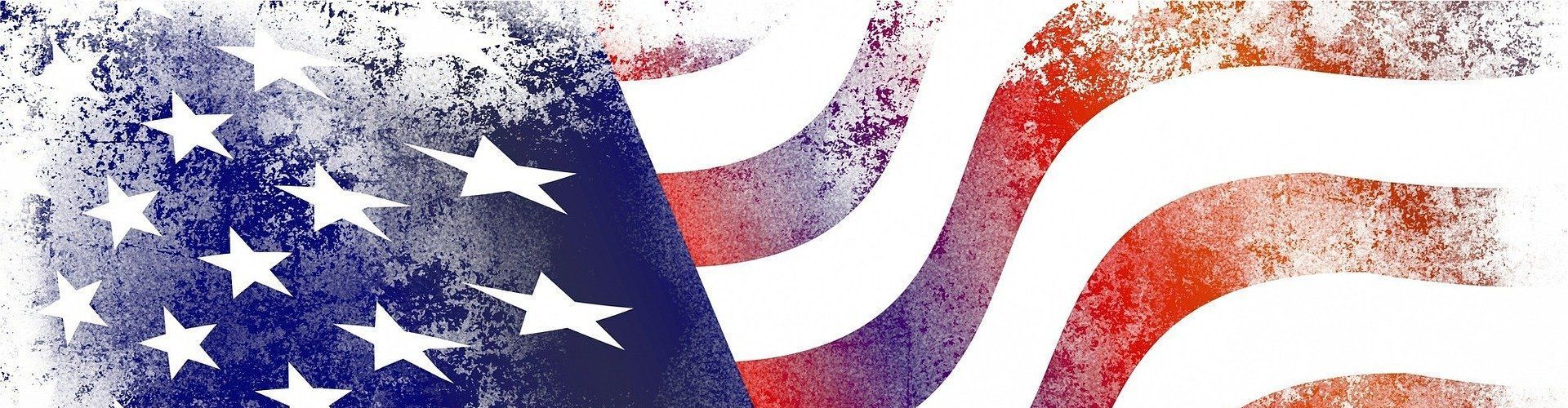 A close up of an american flag on a white background
