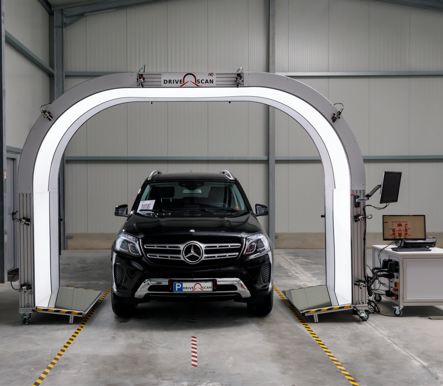 a car getting scanned through