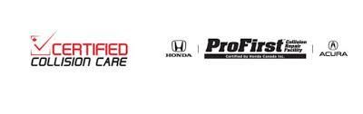 a certified collision care logo next to a profirst logo