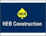 The heb construction logo is on a blue background.