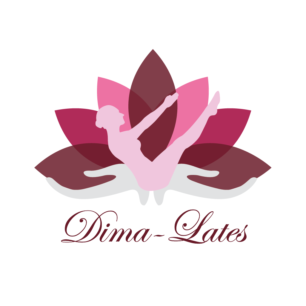 Pilates logo: Silhouette in a lotus flower, 