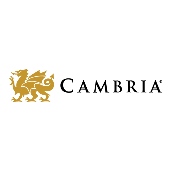 Gold dragon logo with the word “Cambria” in black serif text
