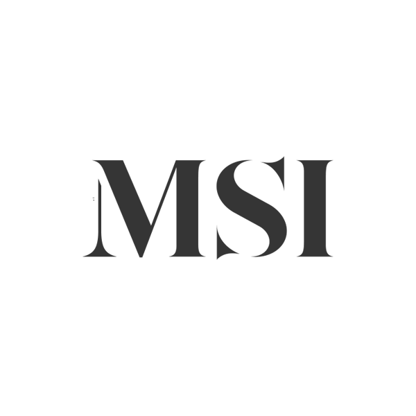 MSI logo in black serif letters on a white background