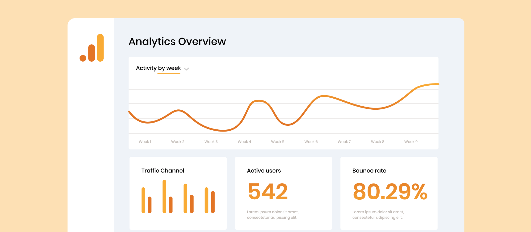 Una captura de pantalla de un panel de Google Analytics