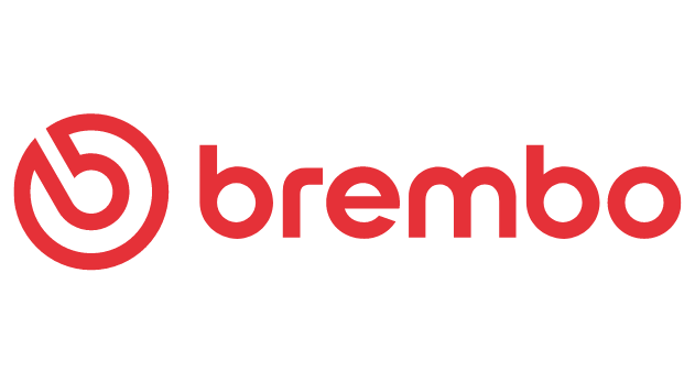 红色 Brembo 标志:圆圈内有程式化的“b”,后面跟着红色的“brembo”字样。