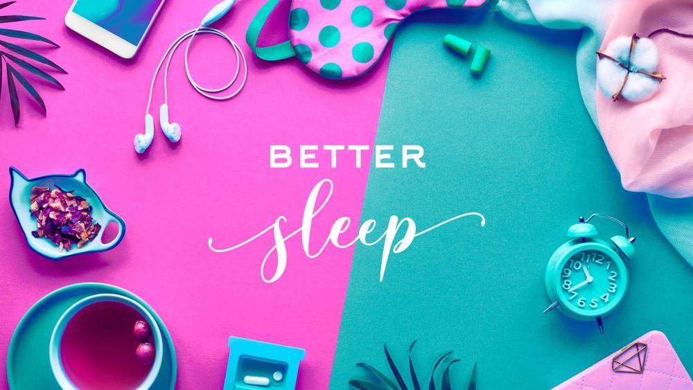 A pink and blue background with the words `` better sleep '' written on it.