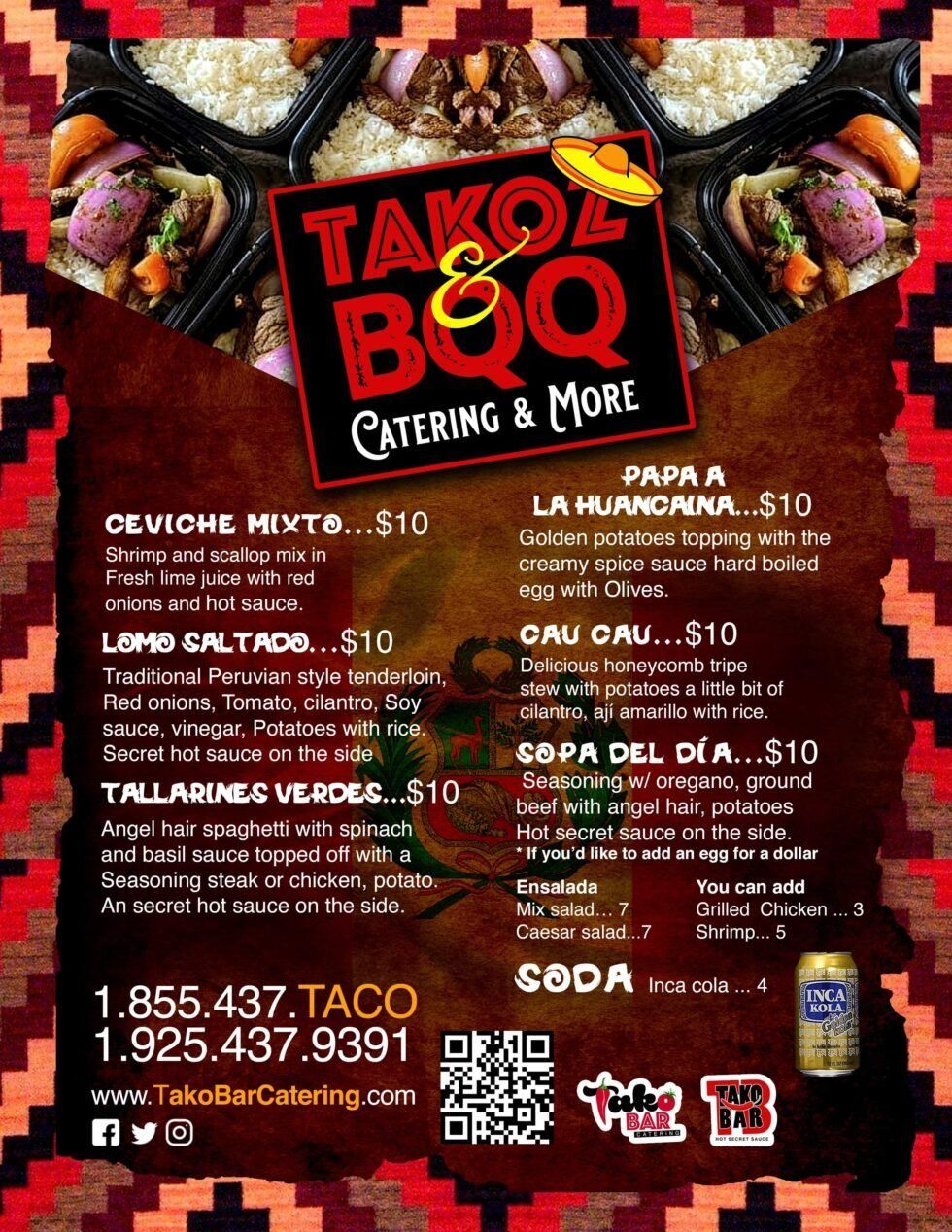TakoBar Catering California Menu