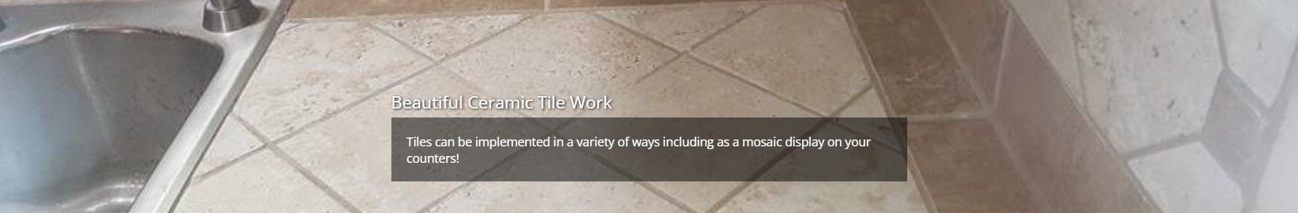 Top-down view of a tiled bathroom floor with a dark rectangular floor label or sign near the center.