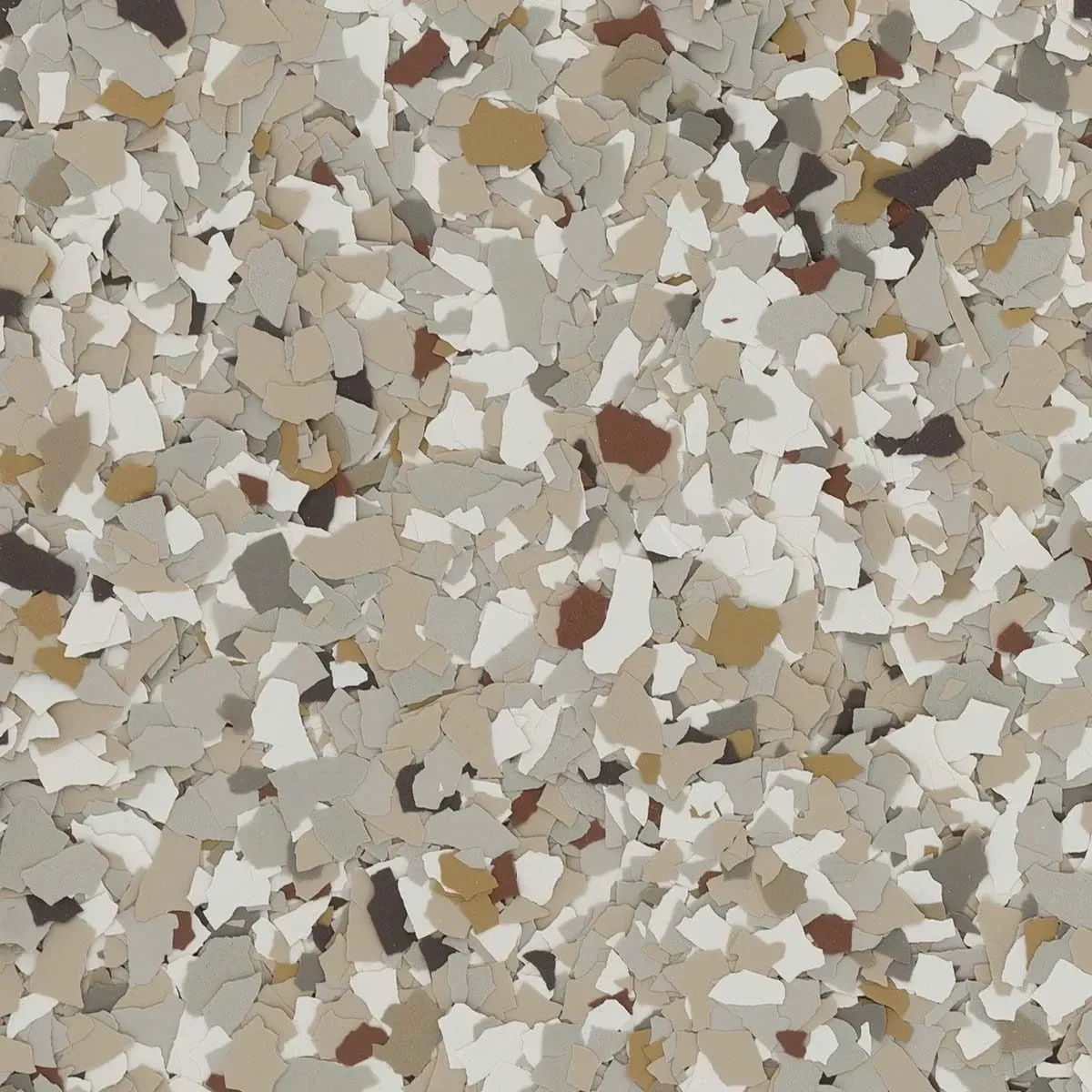 Close-up of speckled beige, white, and gray terrazzo-like stone texture