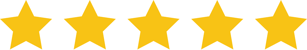 Five gold stars in a row on a light gray background