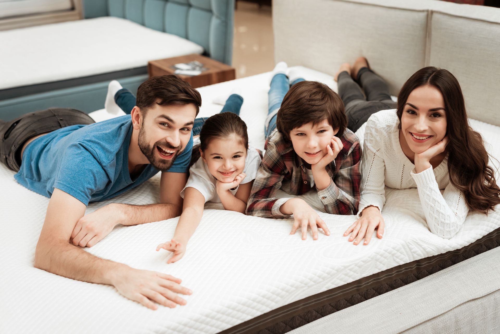 family buying a local mattress