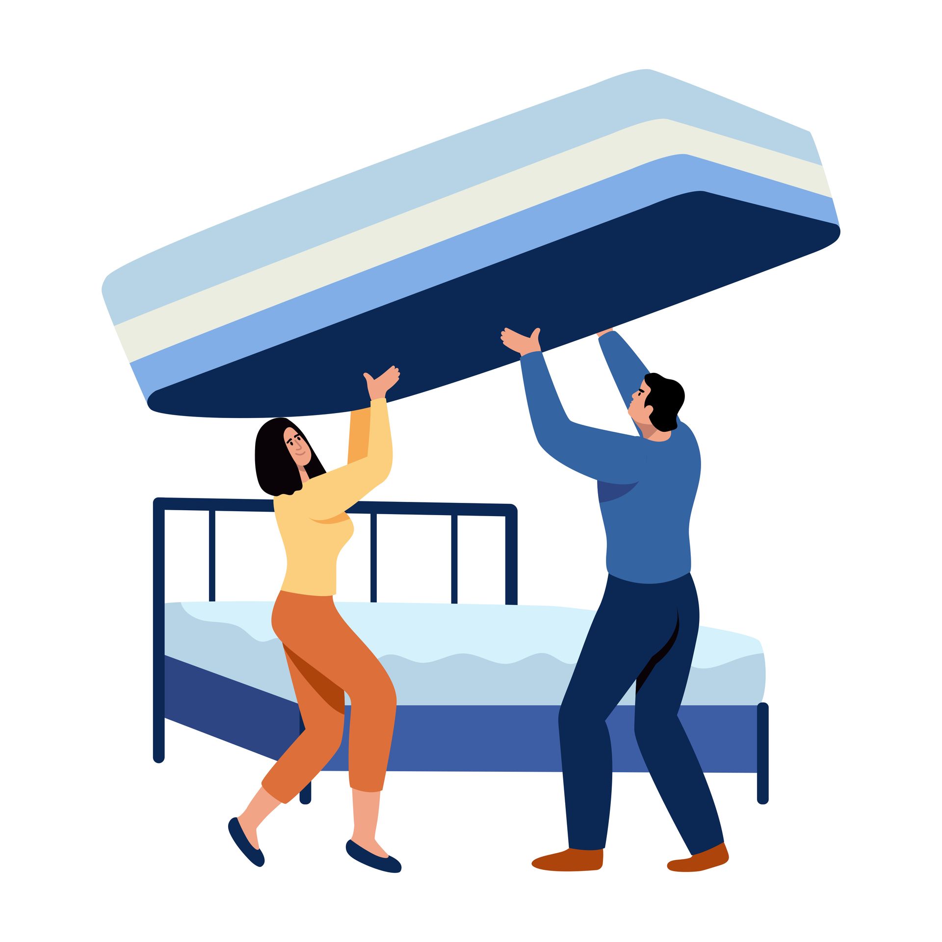 animation of couple flipping a mattress
