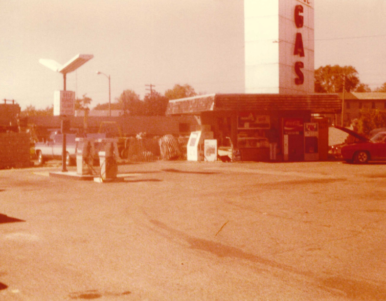 Gas station with a tall