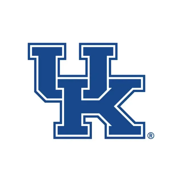Blue and white UK logo. Interlocked letters 