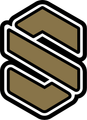 A brown and white s logo on a white background.