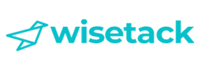 The logo for wise tack is blue and has a star on it.