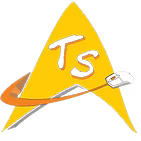Yellow sail-like logo with orange swoosh and white &ldquo;Ts&rdquo; letters, plus a small white plug icon.