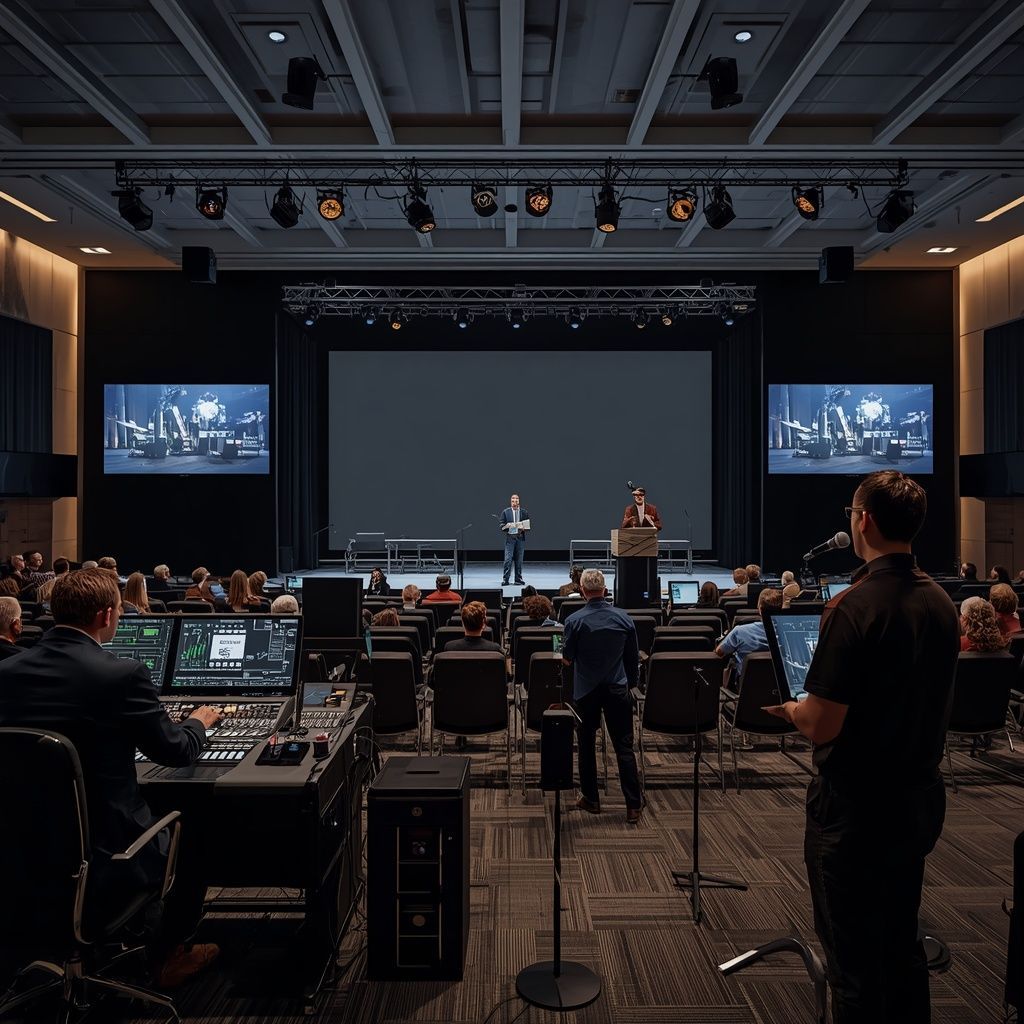 AV rehearsals are structured technical run-throughs conducted before a corporate conference 