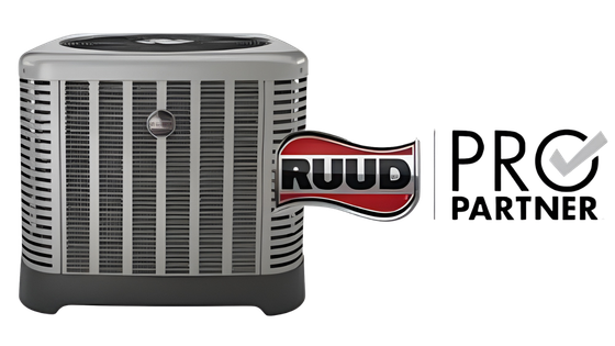 Ruud air conditioner with PRO Partner logo on white background