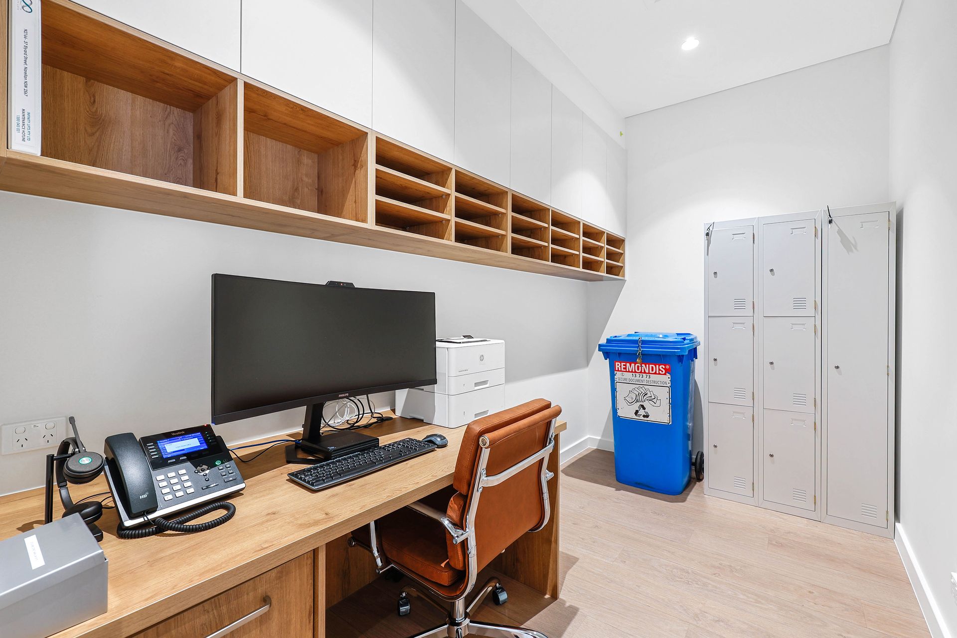 Compact Office With Desk, Computer Monitor — Above & Beyond Interiors in Smeaton Grange, NSW