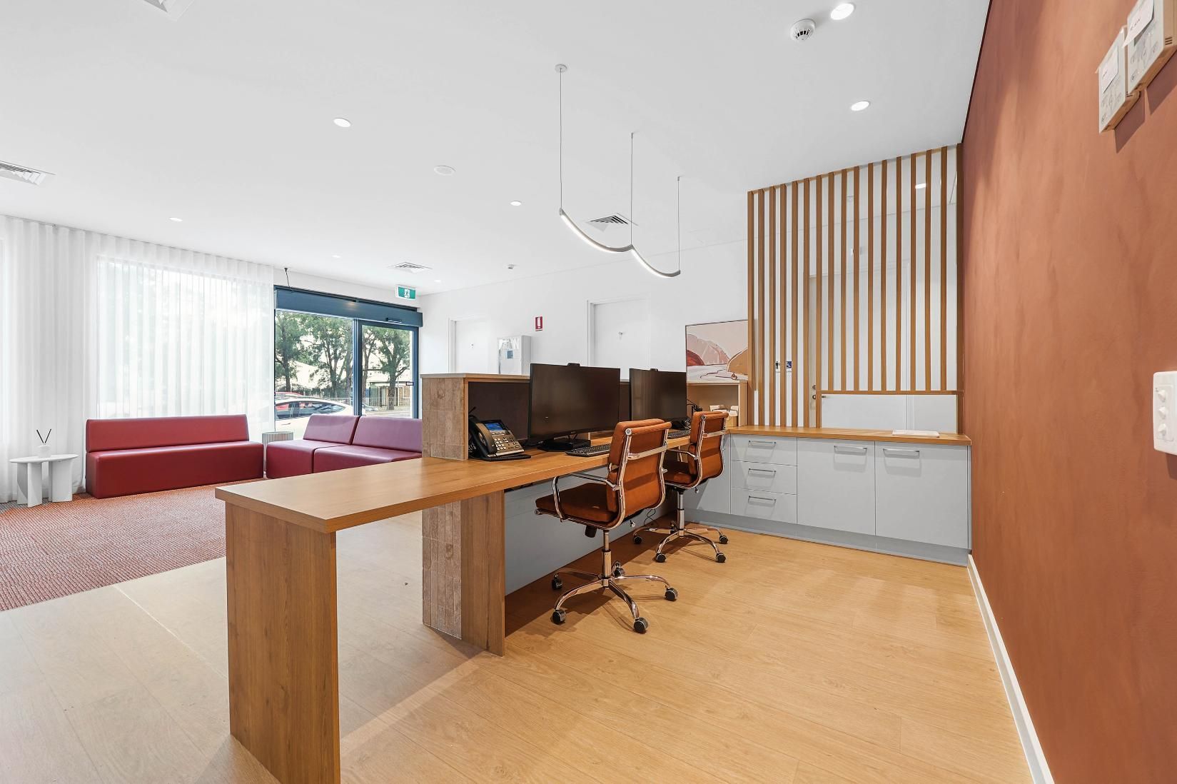Modern Open-plan Living Room With Wooden Dining Table — Above & Beyond Interiors in Smeaton Grange, NSW