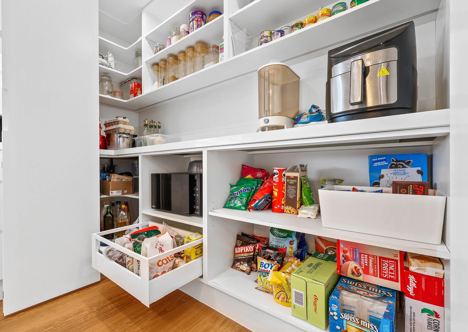 Organized Pantry With Shelves, Bins, Snacks — Above & Beyond Interiors in Smeaton Grange, NSW