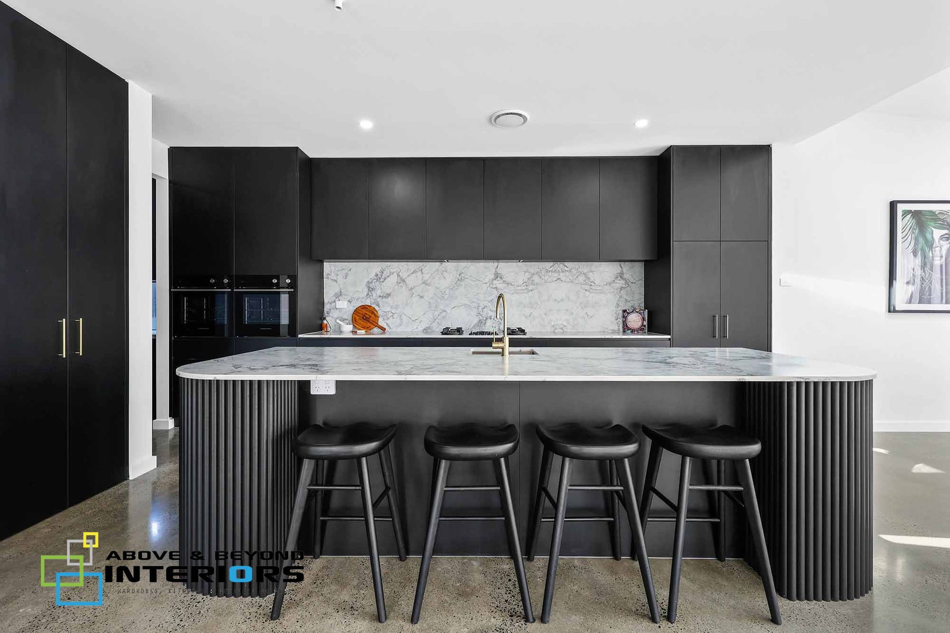 Modern Kitchen with Dark Cabinets — Above & Beyond Interiors in Smeaton Grange, NSW