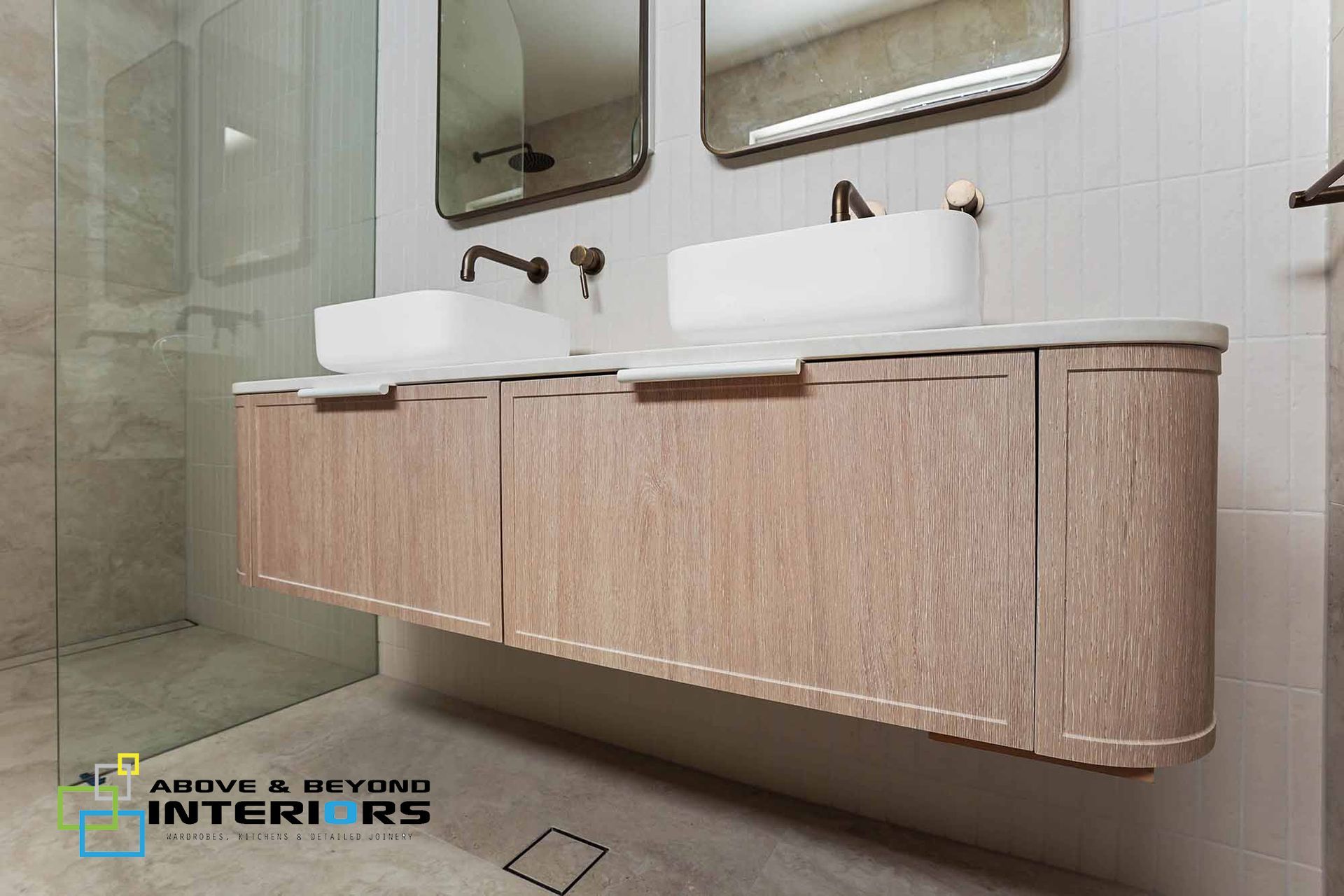 Modern Bathroom Vanity with Double Sinks — Above & Beyond Interiors in Smeaton Grange, NSW