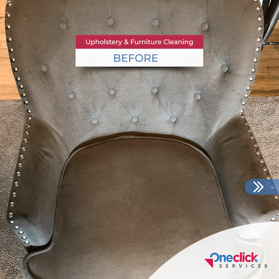 A picture of a chair before upholstery and furniture cleaning