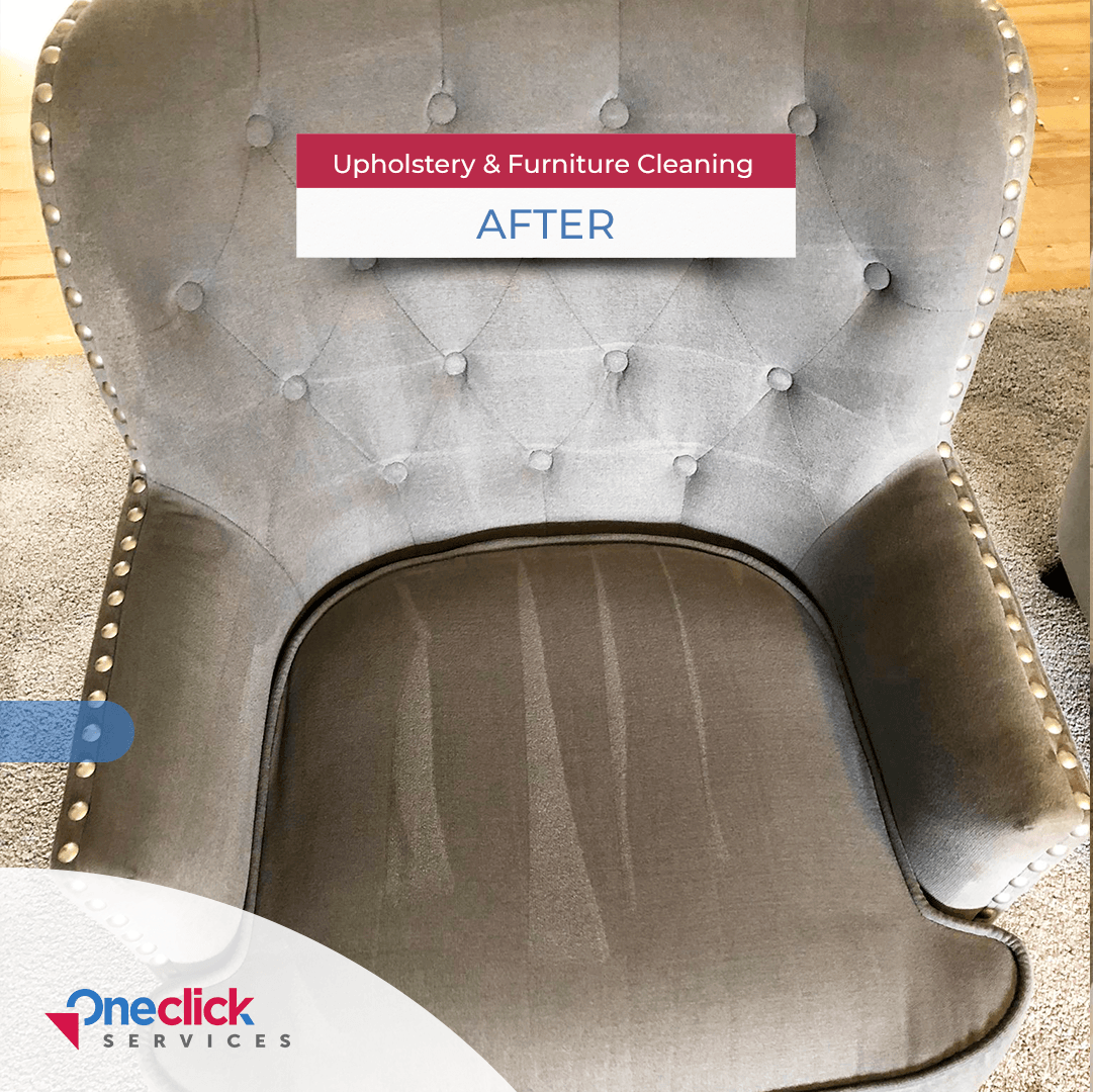 A chair that has been cleaned by oneclick services