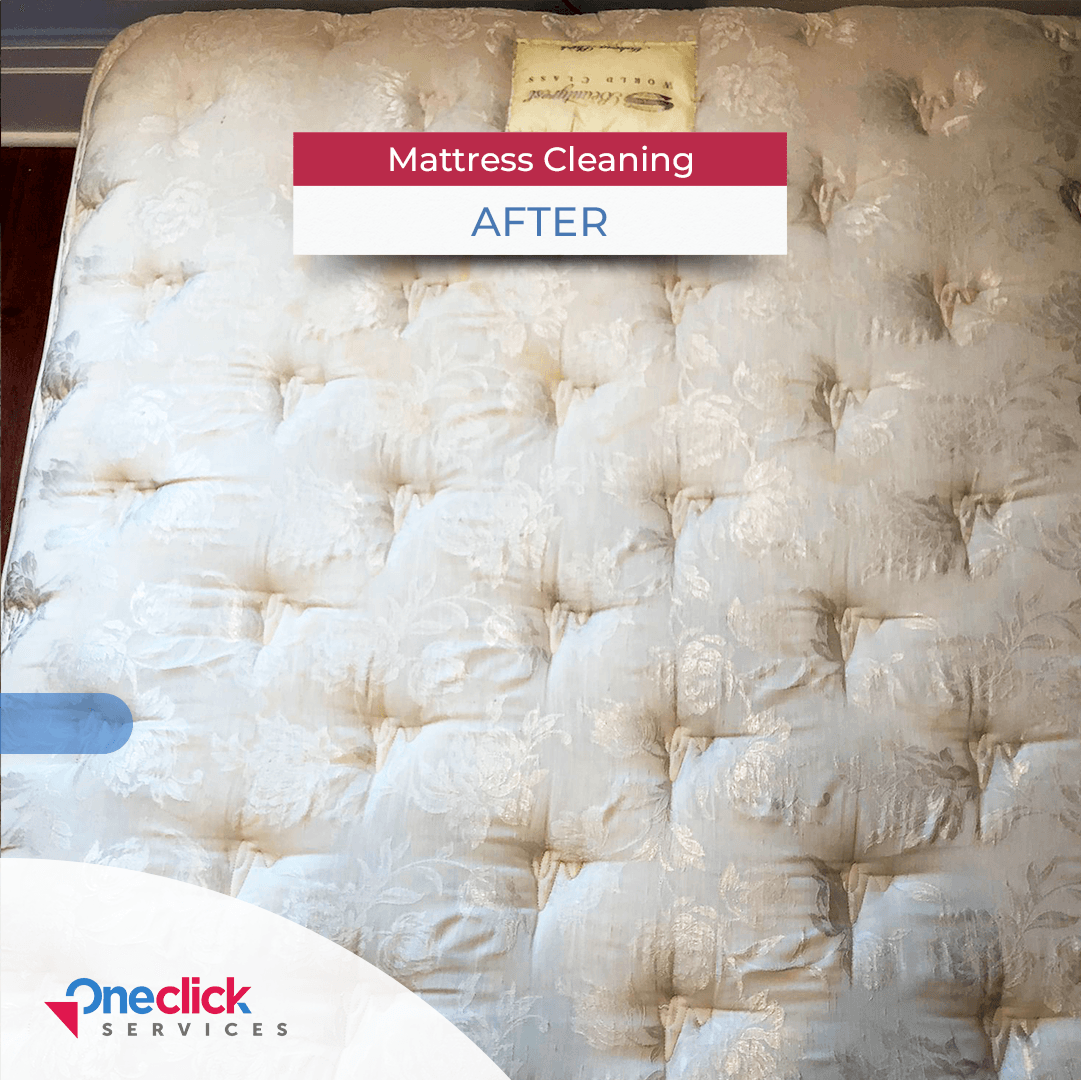 A mattress that has been cleaned by oneclick services