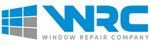 The wrc window repair company logo is blue and gray.