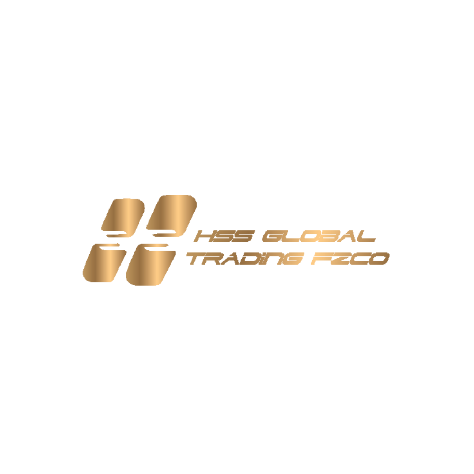 Gold logo of HSS Global Trading FZCO, with four stylized parallelograms.