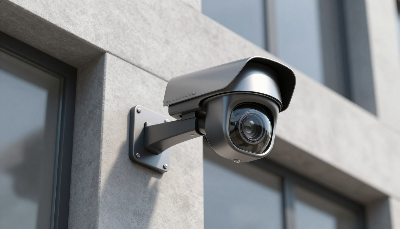 Cámara de seguridad moderna en exteriores