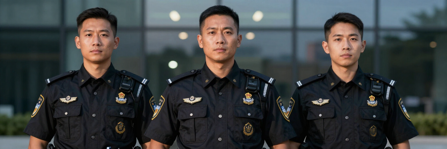 Tres agentes de seguridad uniformados