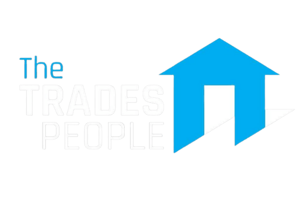 The logo for the trades people has a blue arrow pointing up