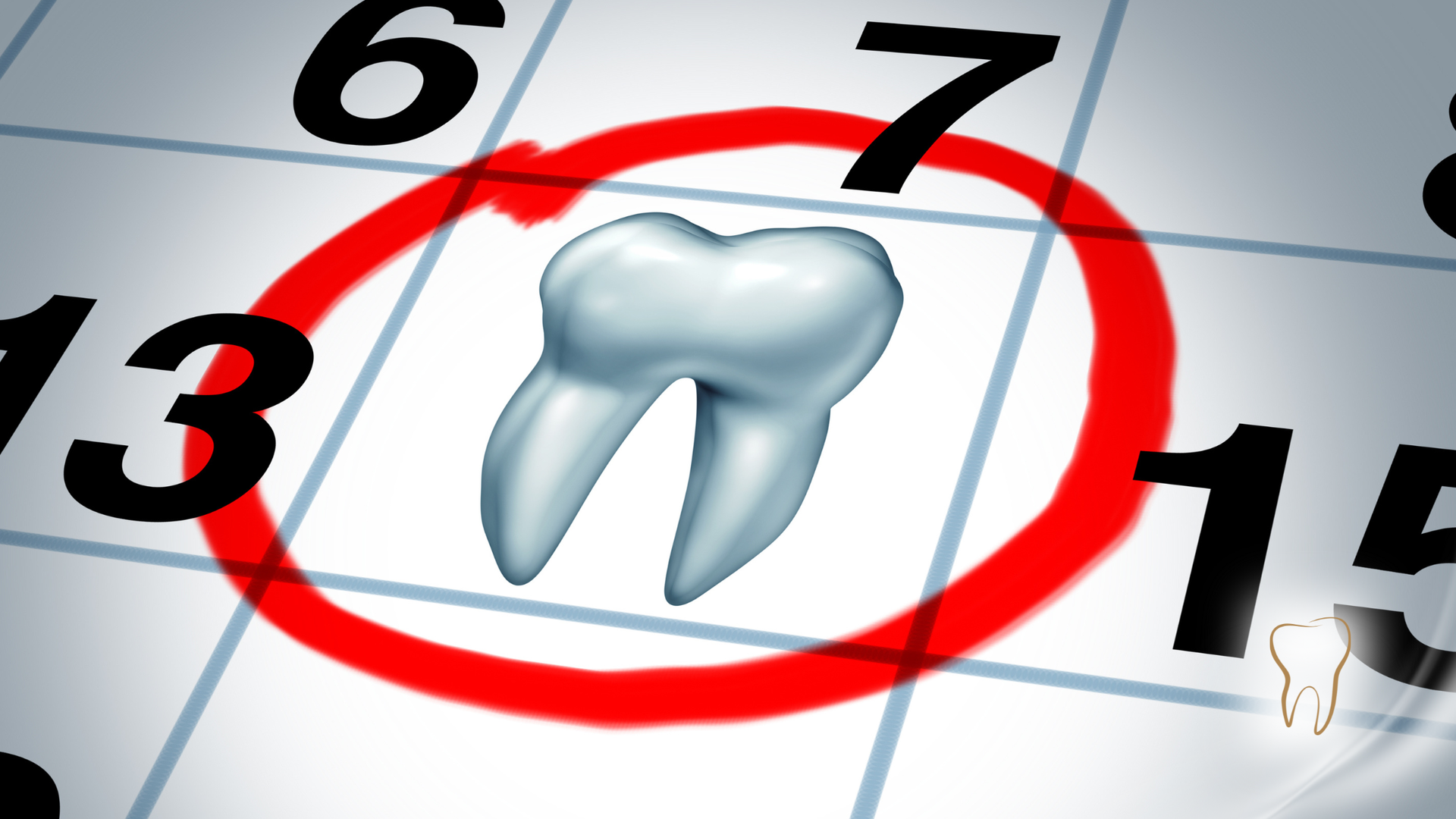 Calendar with a tooth circled in red, suggesting a dental appointment.
