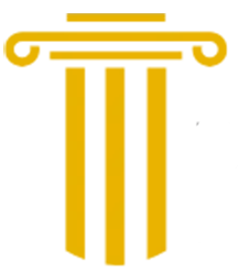 A yellow icon of a pillar on a white background.