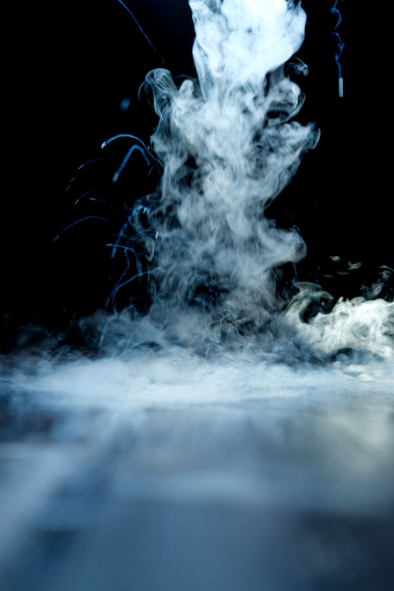 There is a lot of smoke coming out of the water.