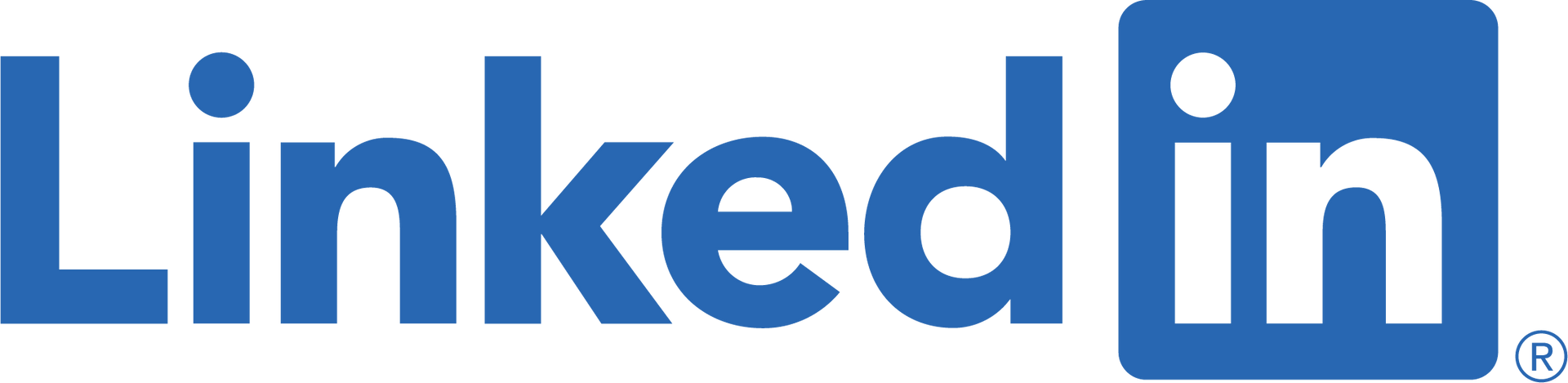 A blue linkedin logo on a white background
