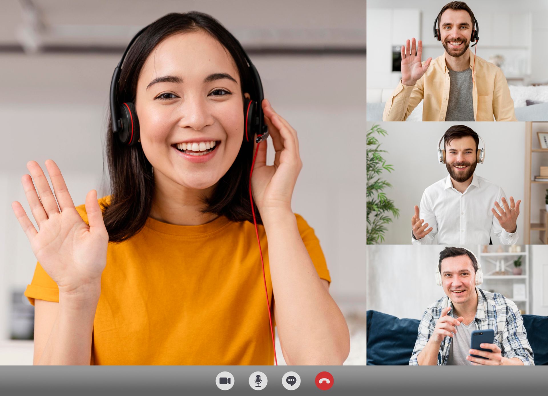 Videollamada grupal para comunicación remota y colaboración empresarial