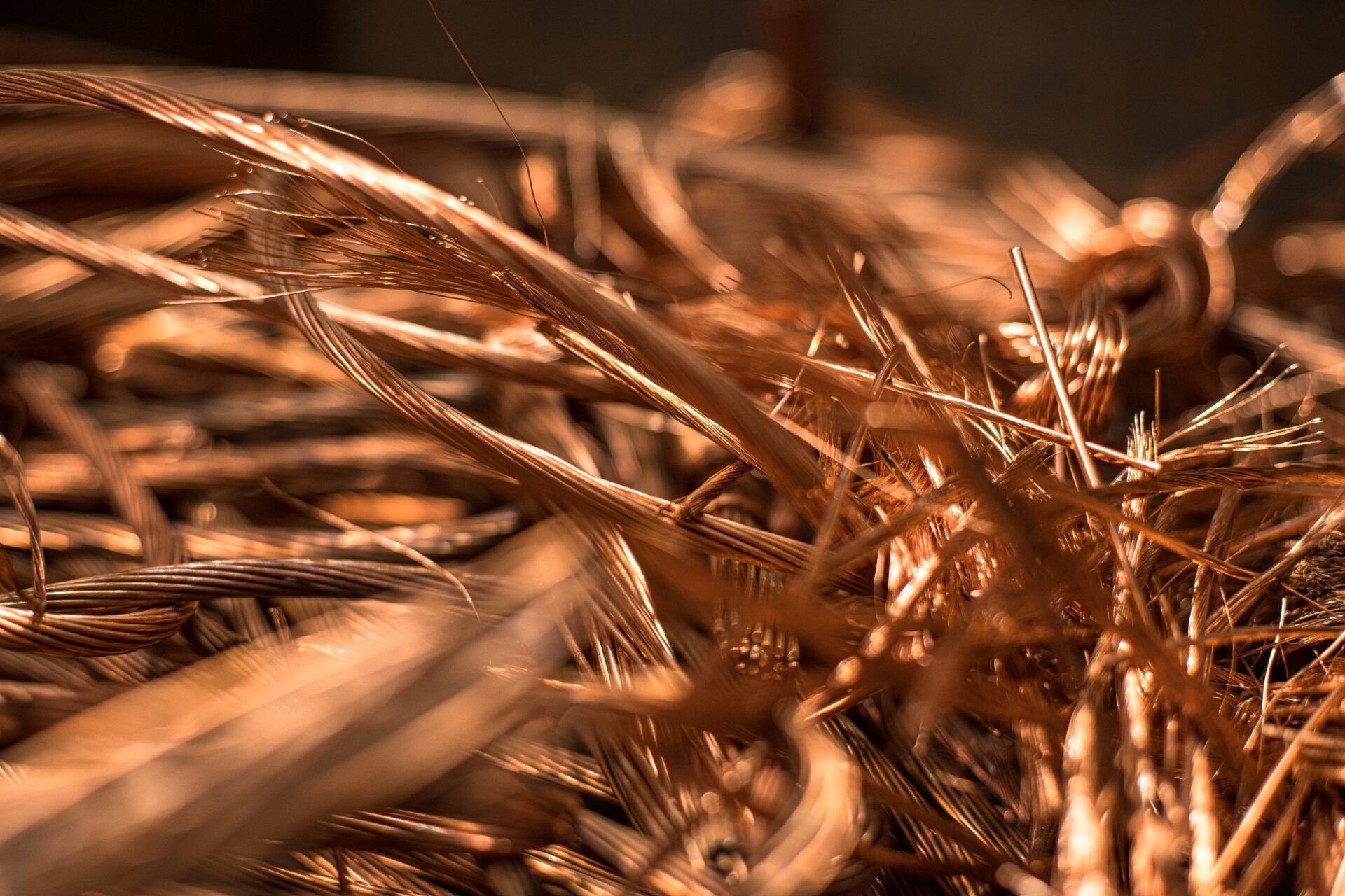 A close up of a pile of copper wire.