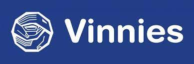 The vinnies logo is on a blue background.