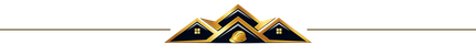Gold and black geometric decorative border with a small mountain-like motif at the center