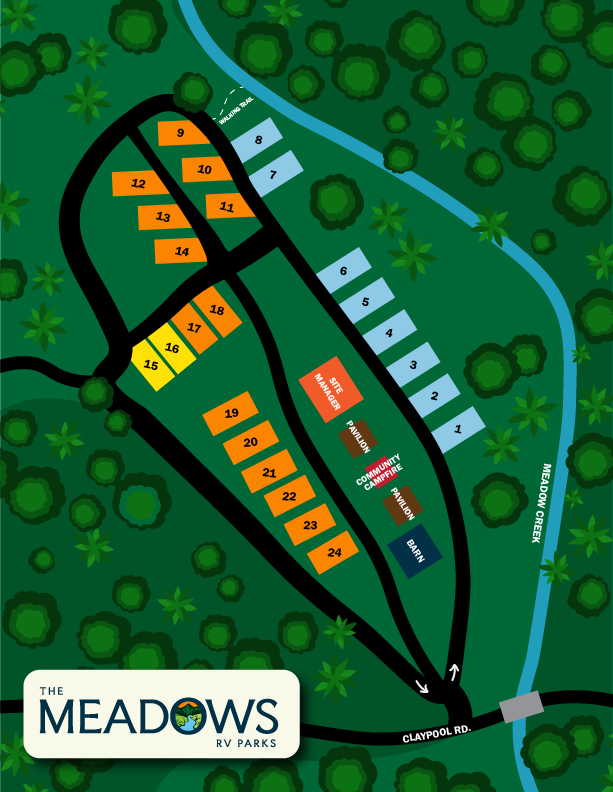 A map of the meadows camping area