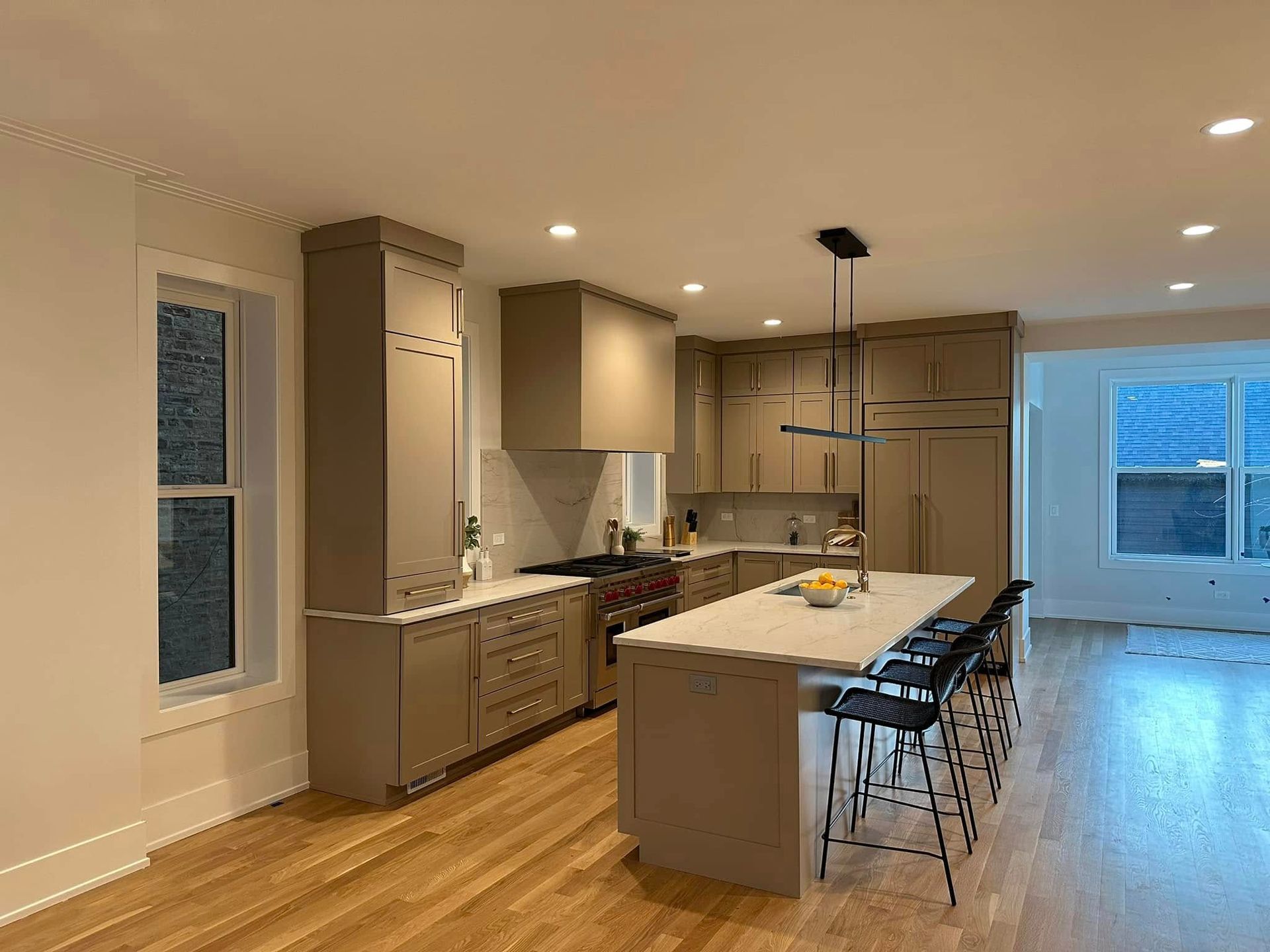Tan Wood Kitchen Cabinets Broadview IL